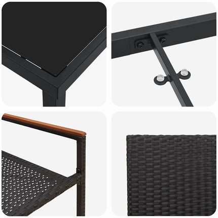 Trädgårdsmöbelset med kudde 5 pcs Svart konstrotting