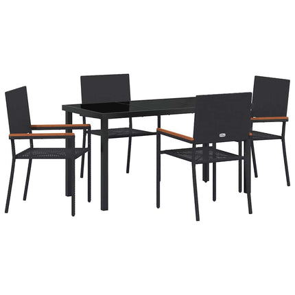 Trädgårdsmöbelset med kudde 5 pcs Svart konstrotting
