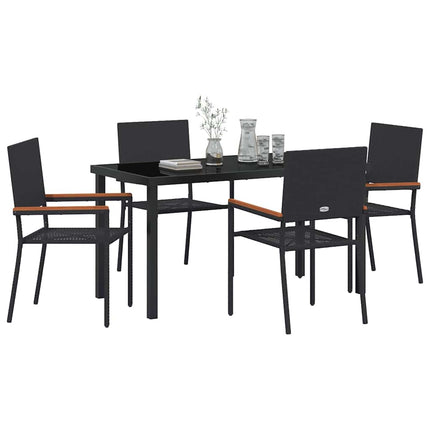 Trädgårdsmöbelset med kudde 5 pcs Svart konstrotting