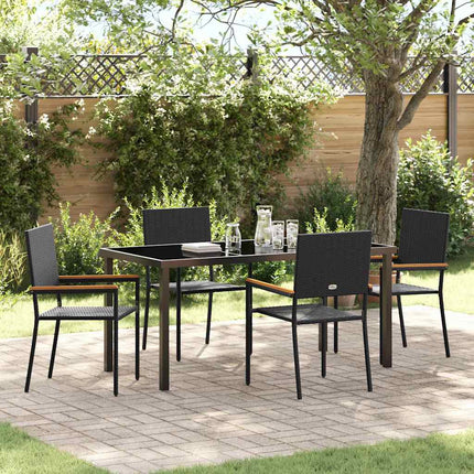 Trädgårdsmöbelset med kudde 5 pcs Svart konstrotting