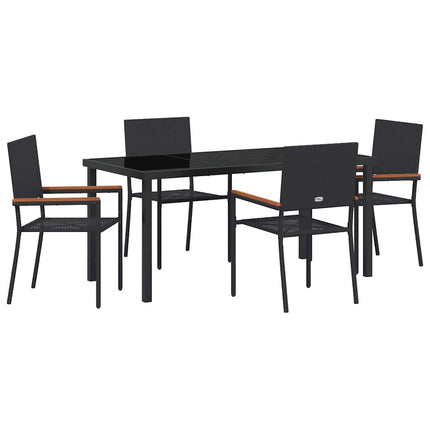 Trädgårdsmöbelset med kudde 5 pcs Svart konstrotting