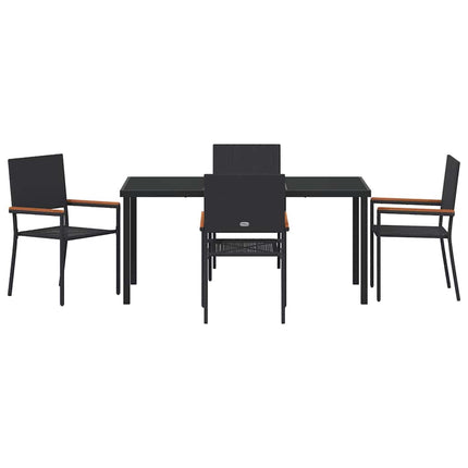 Trädgårdsmöbelset med kudde 5 pcs Svart konstrotting