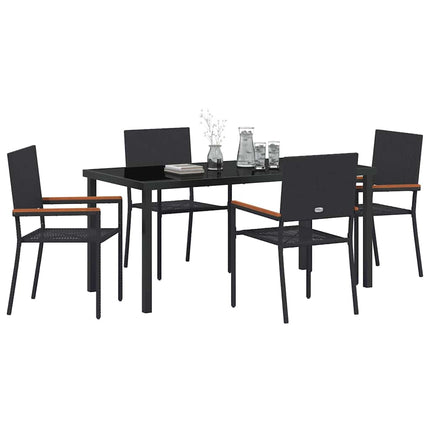 Trädgårdsmöbelset med kudde 5 pcs Svart konstrotting