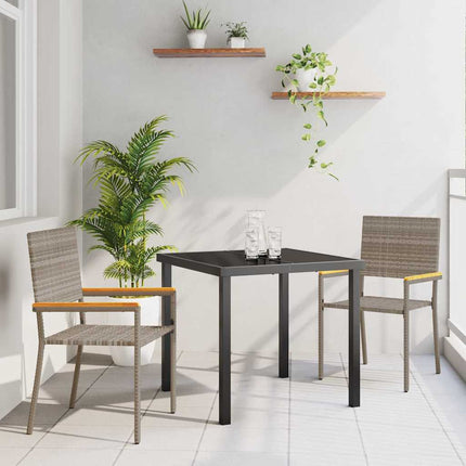 Trädgårdsmöbelset med kudde 3 pcs Grå konstrotting