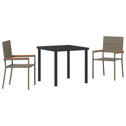 Trädgårdsmöbelset med kudde 3 pcs Grå konstrotting