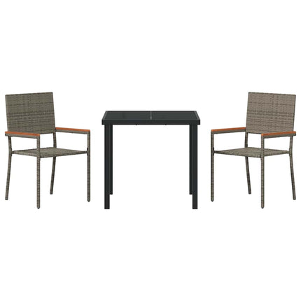 Trädgårdsmöbelset med kudde 3 pcs Grå konstrotting
