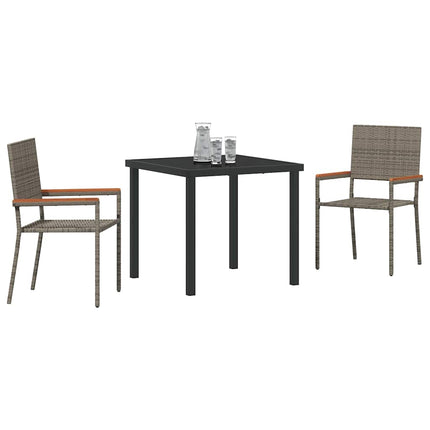 Trädgårdsmöbelset med kudde 3 pcs Grå konstrotting