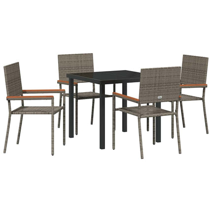 Trädgårdsmöbelset med kudde 5 pcs Grå konstrotting