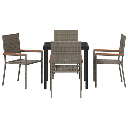 Trädgårdsmöbelset med kudde 5 pcs Grå konstrotting