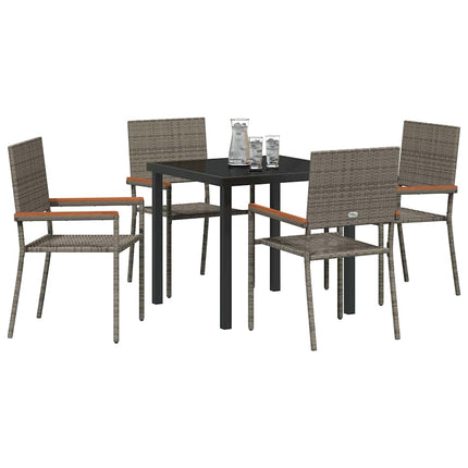 Trädgårdsmöbelset med kudde 5 pcs Grå konstrotting