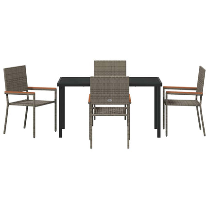 Trädgårdsmöbelset med kudde 5 pcs Grå konstrotting