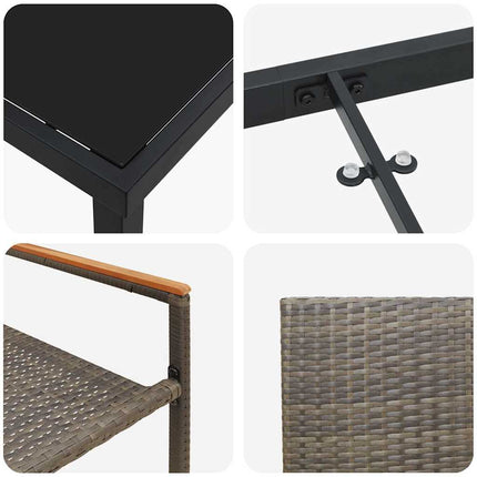 Trädgårdsmöbelset med kudde 5 pcs Grå konstrotting