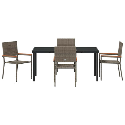 Trädgårdsmöbelset med kudde 5 pcs Grå konstrotting