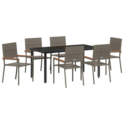Trädgårdsmöbelset med kudde 7 pcs Grå konstrotting