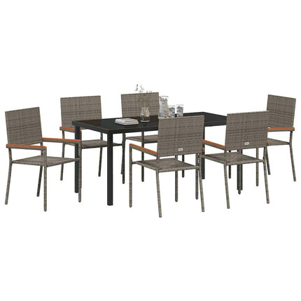 Trädgårdsmöbelset med kudde 7 pcs Grå konstrotting