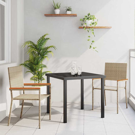 Trädgårdsmöbelset med kudde 3 pcs Beige konstrotting