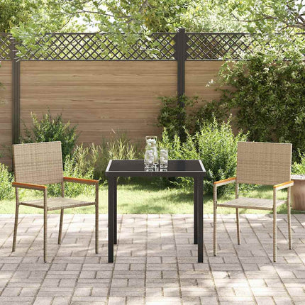 Trädgårdsmöbelset med kudde 3 pcs Beige konstrotting