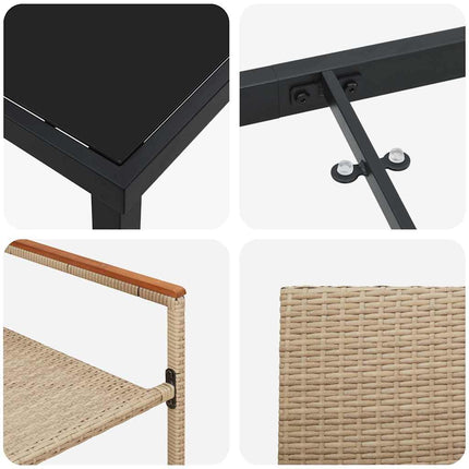 Trädgårdsmöbelset med kudde 5 pcs Beige konstrotting