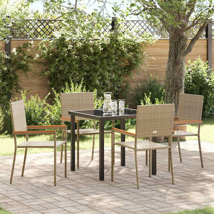 Trädgårdsmöbelset med kudde 5 pcs Beige konstrotting