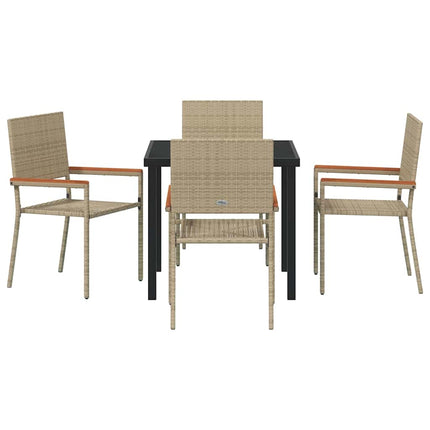 Trädgårdsmöbelset med kudde 5 pcs Beige konstrotting