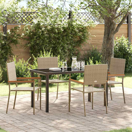 Trädgårdsmöbelset med kudde 5 pcs Beige konstrotting