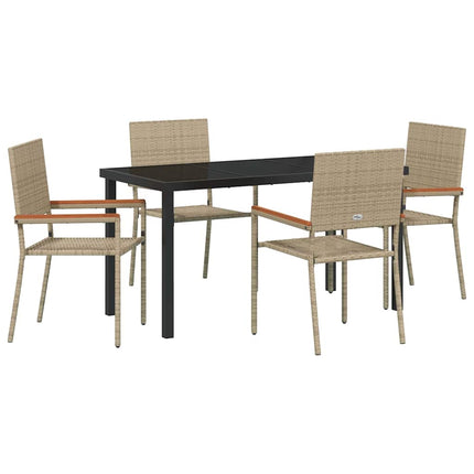 Trädgårdsmöbelset med kudde 5 pcs Beige konstrotting