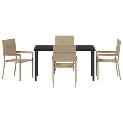 Trädgårdsmöbelset med kudde 5 pcs Beige konstrotting