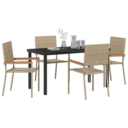 Trädgårdsmöbelset med kudde 5 pcs Beige konstrotting