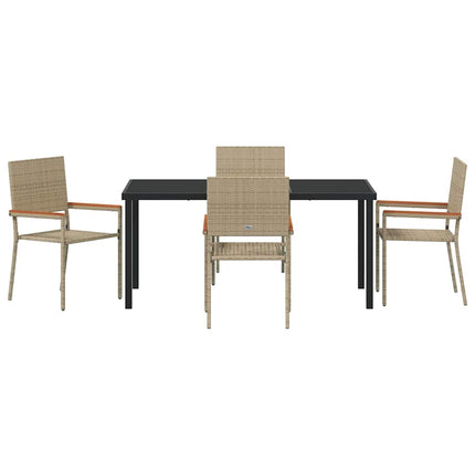 Trädgårdsmöbelset med kudde 5 pcs Beige konstrotting
