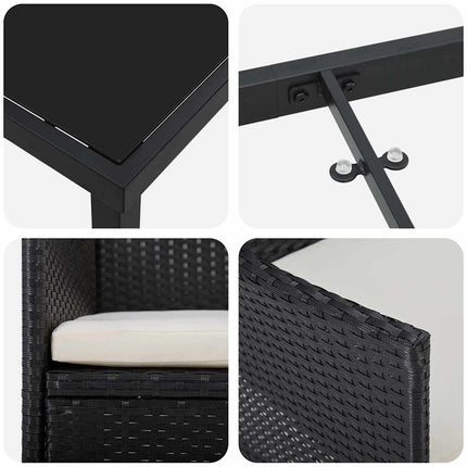 Trädgårdsmöbelset med kudde 3 pcs Svart konstrotting