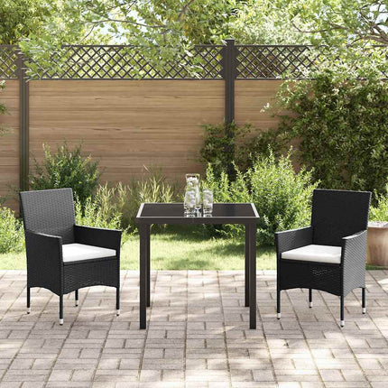 Trädgårdsmöbelset med kudde 3 pcs Svart konstrotting