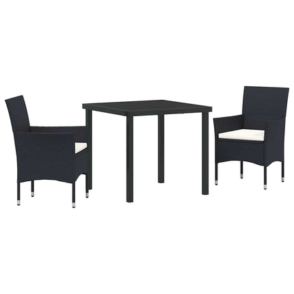 Trädgårdsmöbelset med kudde 3 pcs Svart konstrotting