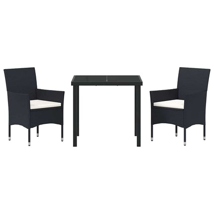 Trädgårdsmöbelset med kudde 3 pcs Svart konstrotting