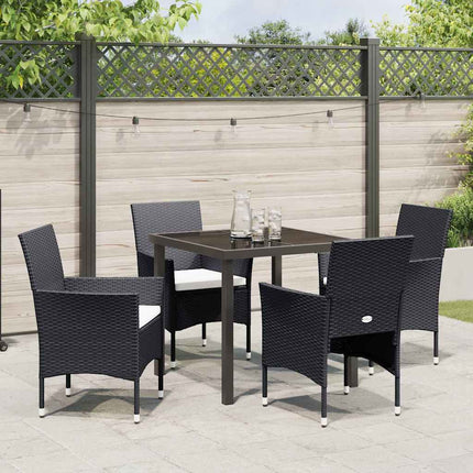 Trädgårdsmöbelset med kudde 5 pcs Svart konstrotting