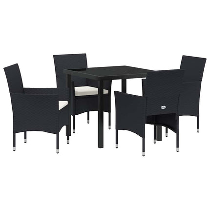 Trädgårdsmöbelset med kudde 5 pcs Svart konstrotting