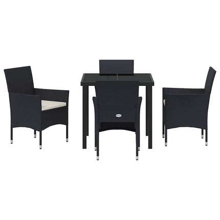 Trädgårdsmöbelset med kudde 5 pcs Svart konstrotting