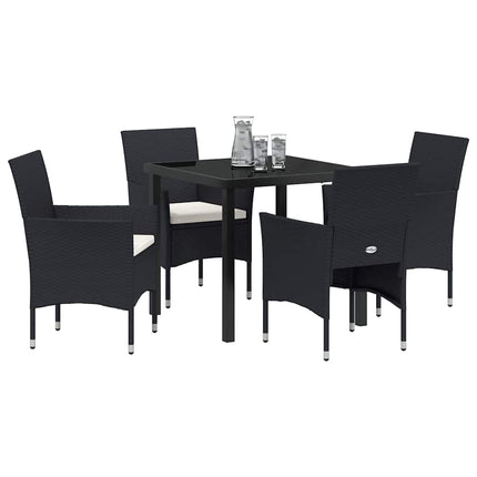 Trädgårdsmöbelset med kudde 5 pcs Svart konstrotting