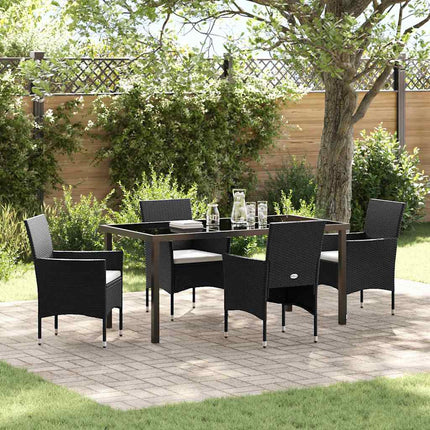 Trädgårdsmöbelset med kudde 5 pcs Svart konstrotting