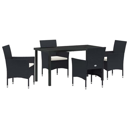 Trädgårdsmöbelset med kudde 5 pcs Svart konstrotting