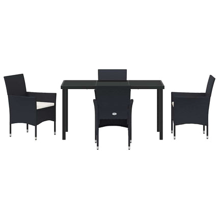 Trädgårdsmöbelset med kudde 5 pcs Svart konstrotting