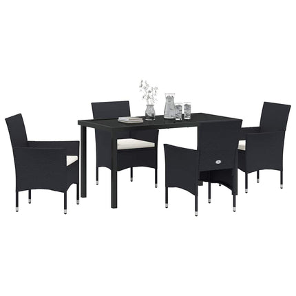 Trädgårdsmöbelset med kudde 5 pcs Svart konstrotting