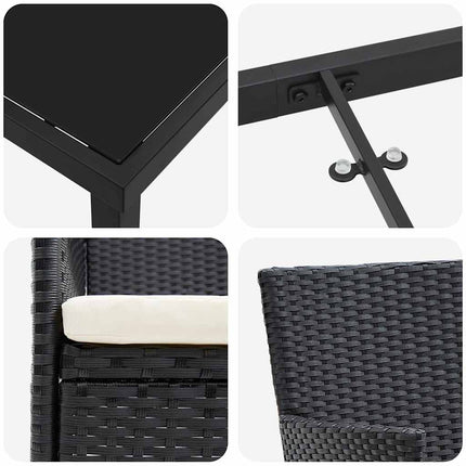 Trädgårdsmöbelset med kudde 5 pcs Svart konstrotting