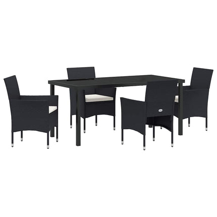 Trädgårdsmöbelset med kudde 5 pcs Svart konstrotting