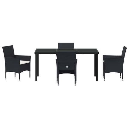 Trädgårdsmöbelset med kudde 5 pcs Svart konstrotting