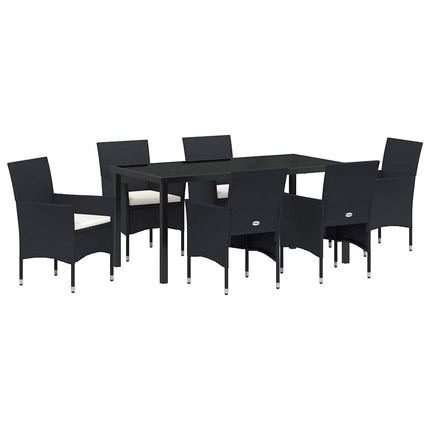 Trädgårdsmöbelset med kudde 7 pcs Svart konstrotting