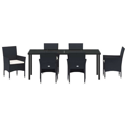 Trädgårdsmöbelset med kudde 7 pcs Svart konstrotting