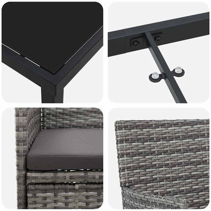 Trädgårdsmöbelset med kudde 3 pcs Grå konstrotting