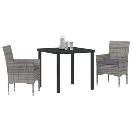 Trädgårdsmöbelset med kudde 3 pcs Grå konstrotting