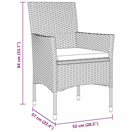 Trädgårdsmöbelset med kudde 3 pcs Grå konstrotting