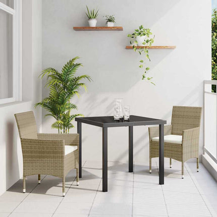 Trädgårdsmöbelset med kudde 3 pcs Beige konstrotting